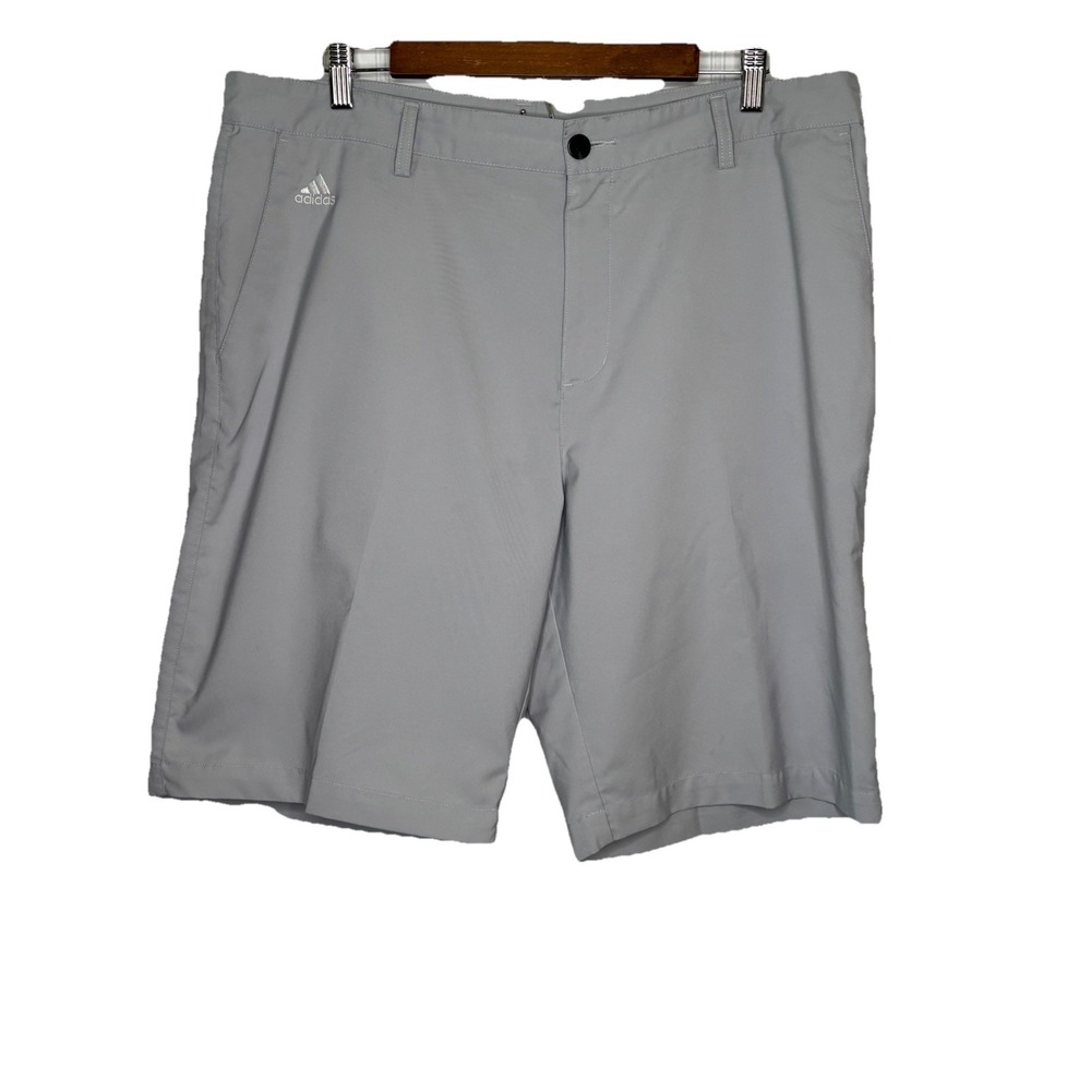 Adidas Shorts Mens 36 Gray Climalite Flat Front Golf Athleisure Performance*Note